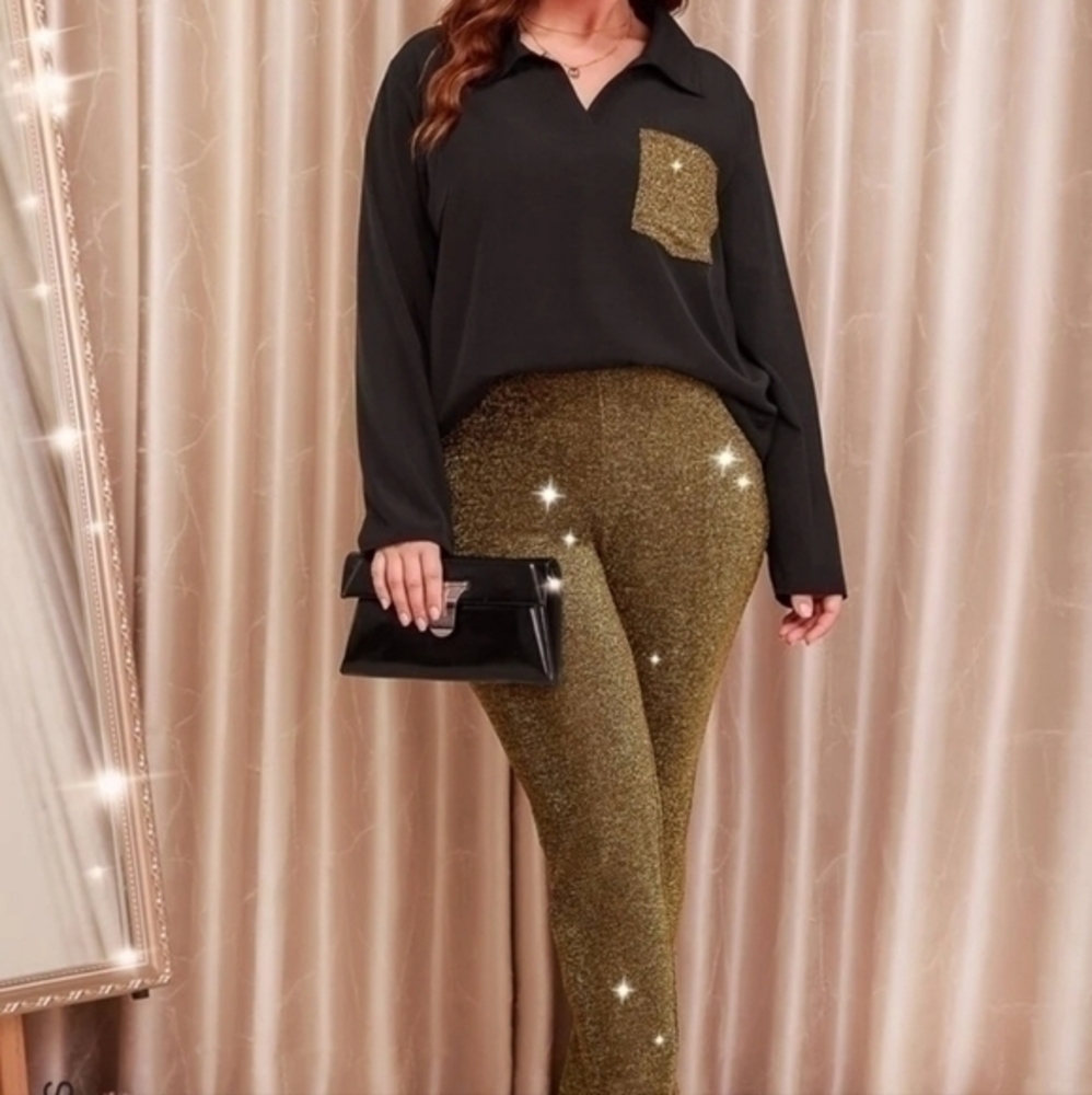 SHEIN GLITTER PANTS & MATCHING TOP 3X